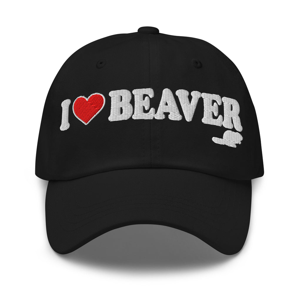 I ♥ Beaver Embroidered Dad Hat in Black
