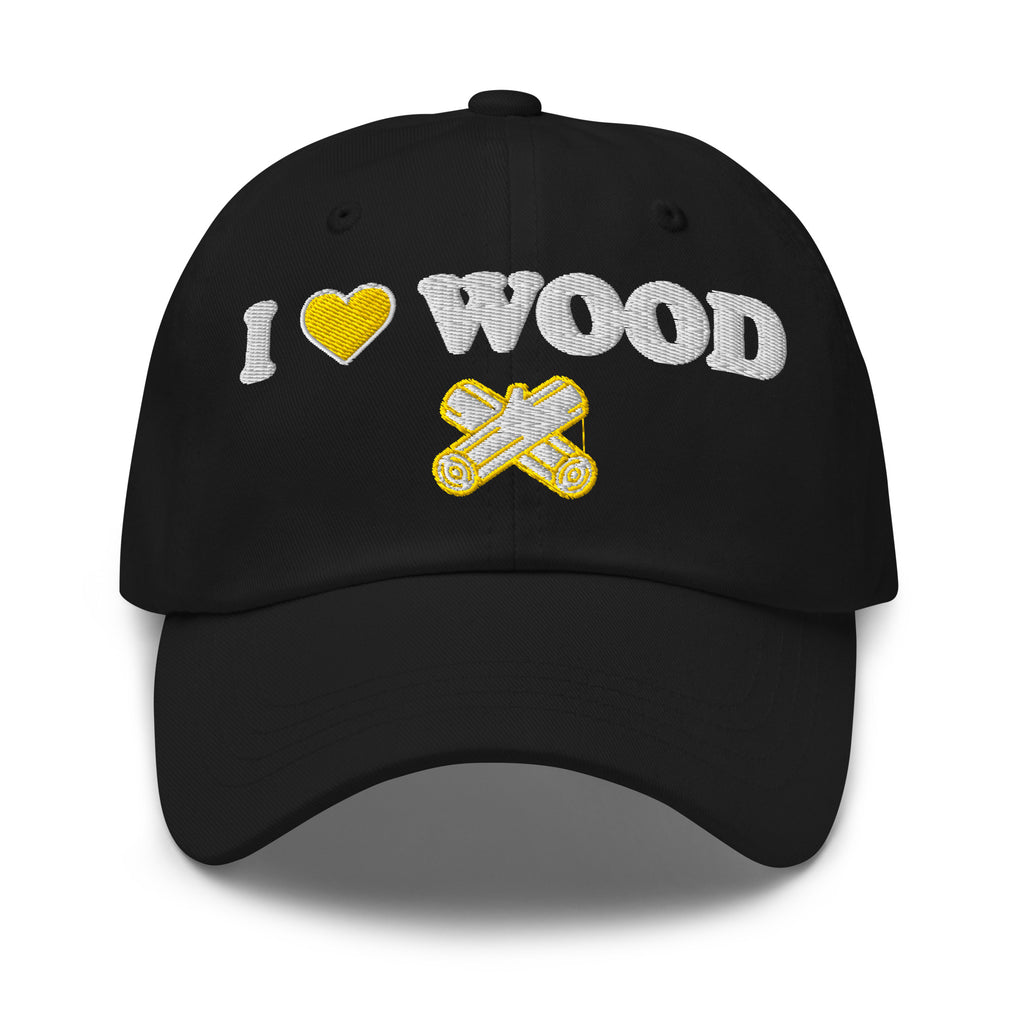 I ♥ Wood Embroidered Dad Hat in Black
