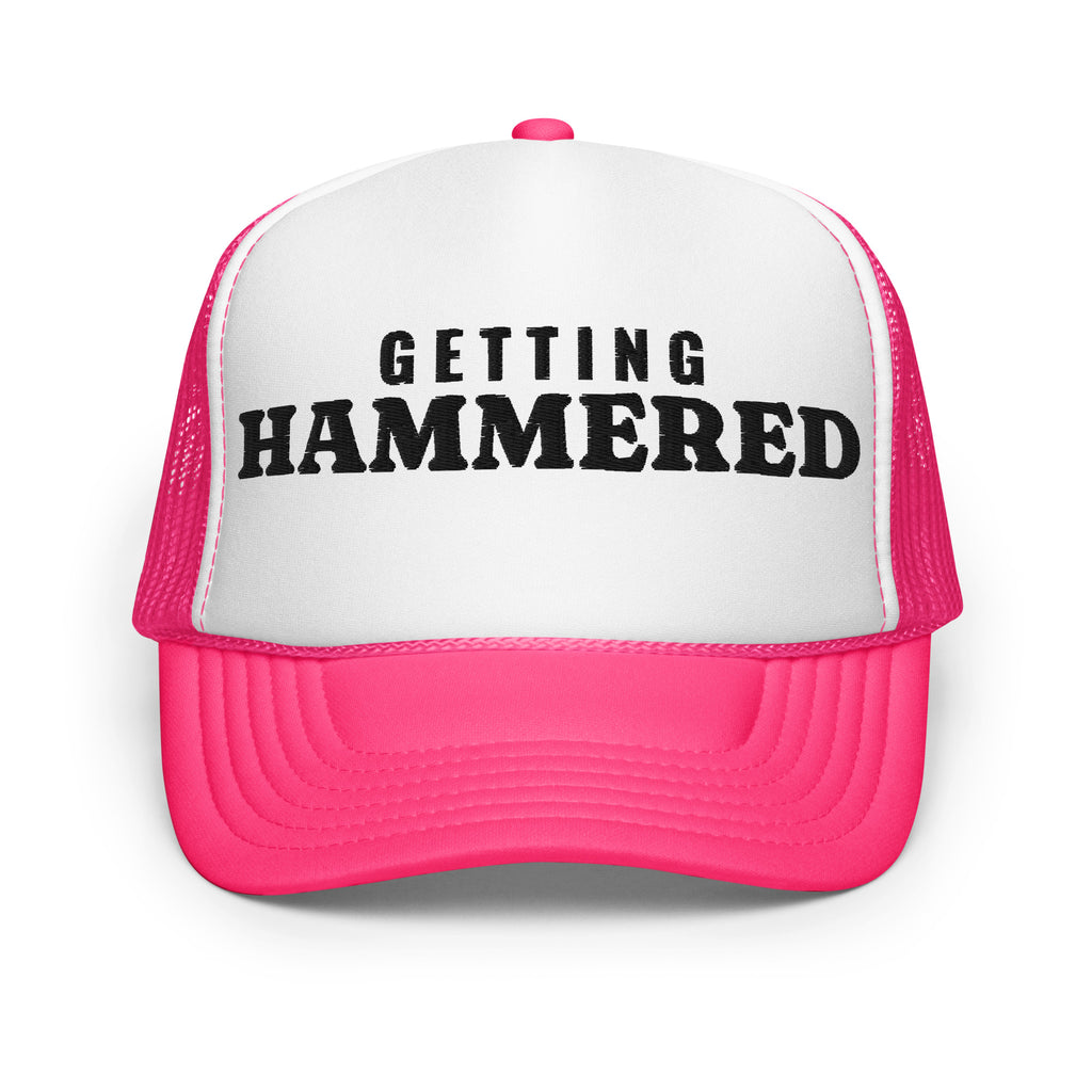 Getting Hammered Foam Trucker Hat in Hot Pink