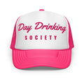 Day Drinking Society Foam Trucker Hat in Hot Pink