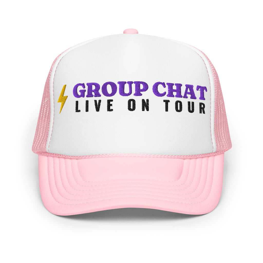 Group Chat Live on Tour Foam Trucker Hat in Light Pink