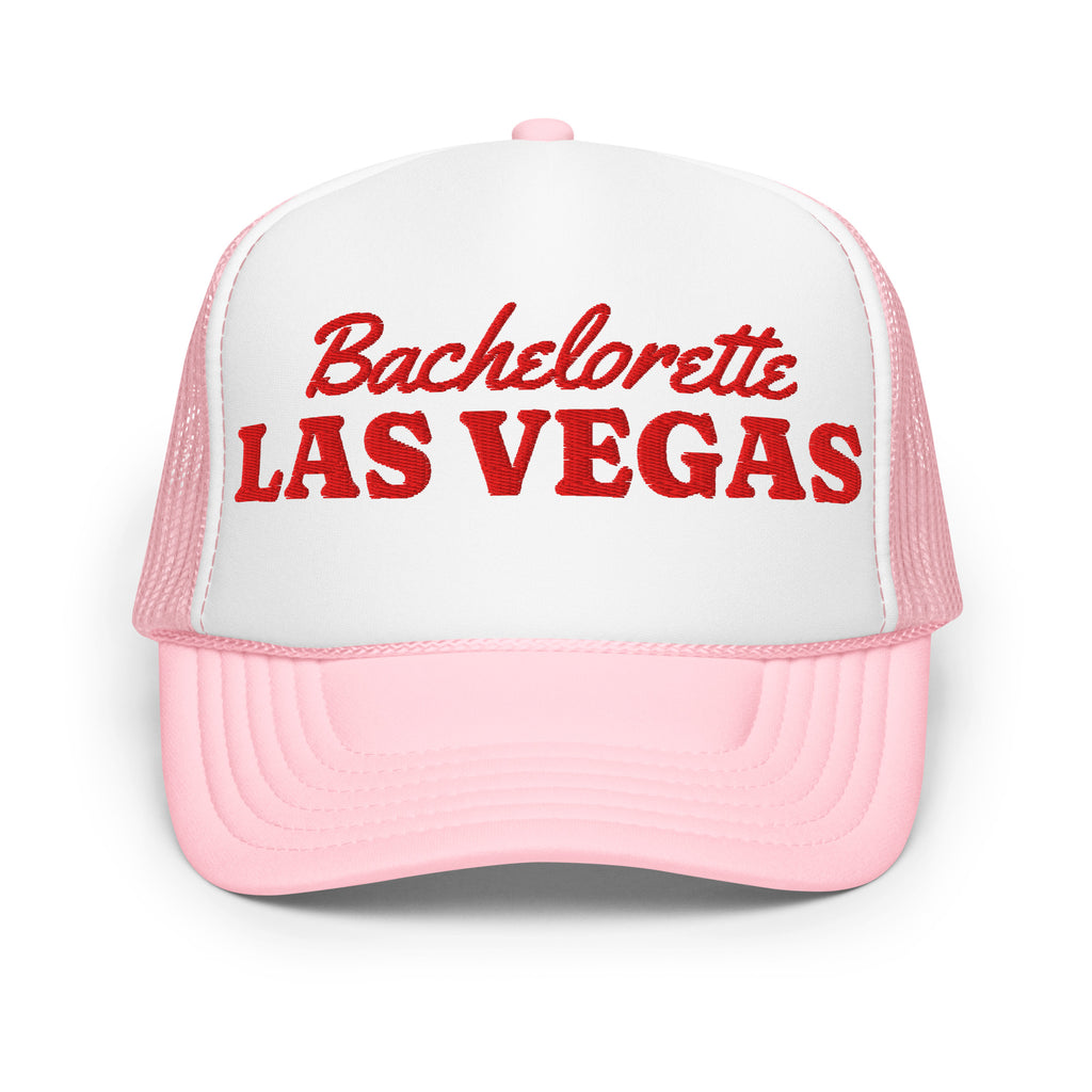 Las Vegas Bachelorette Foam Trucker Hat in Light Pink
