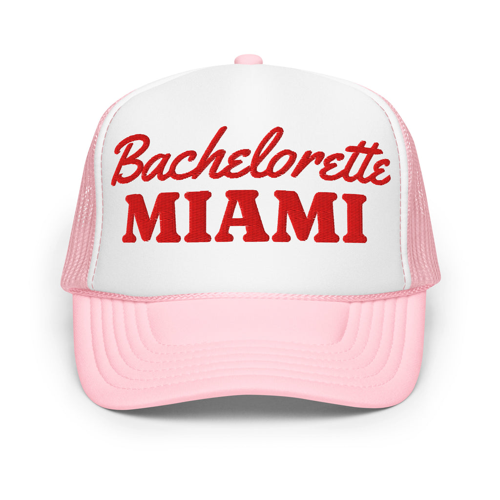 Miami Bachelorette Foam Trucker Hat in Light Pink