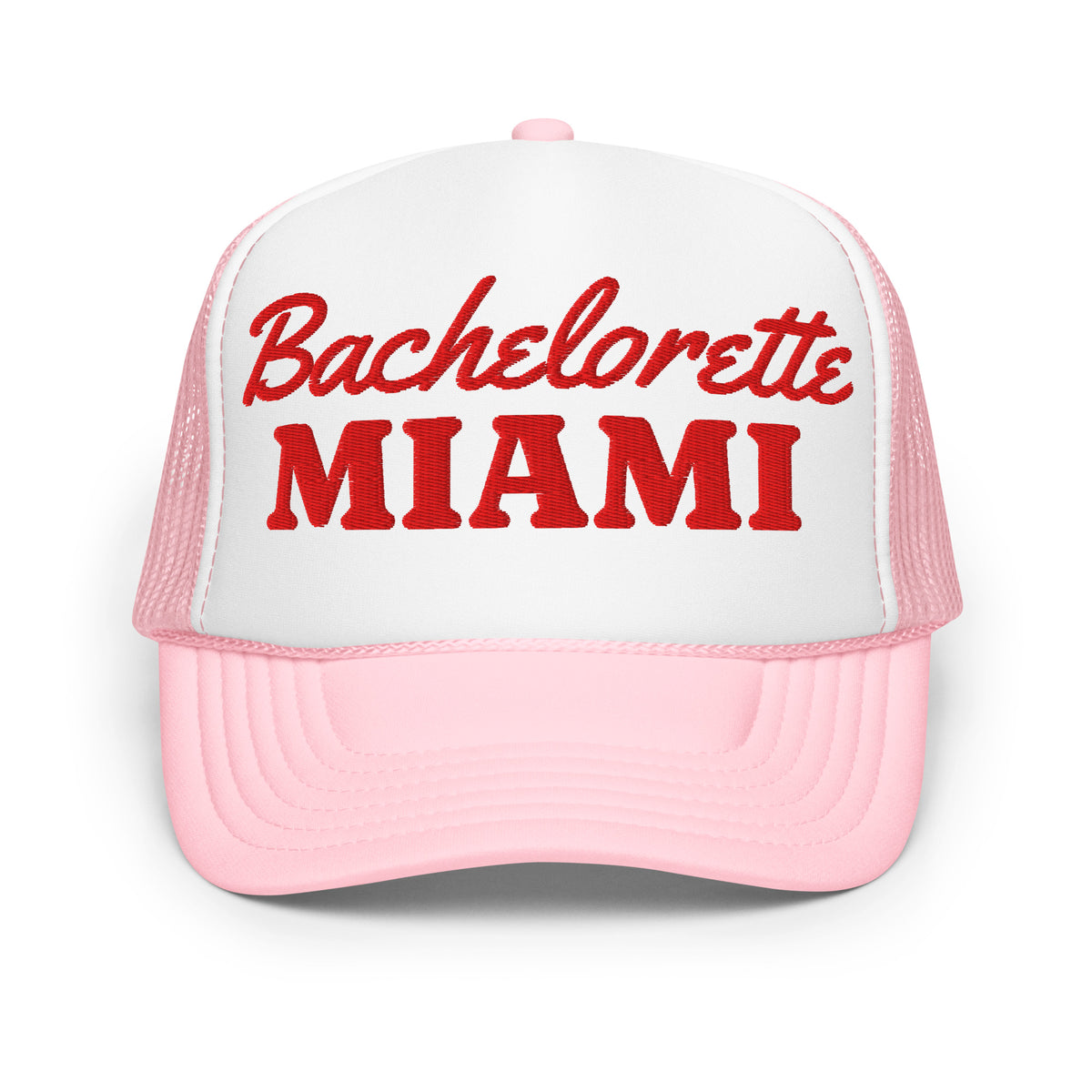 Miami Bachelorette Foam Trucker Hat in Light Pink