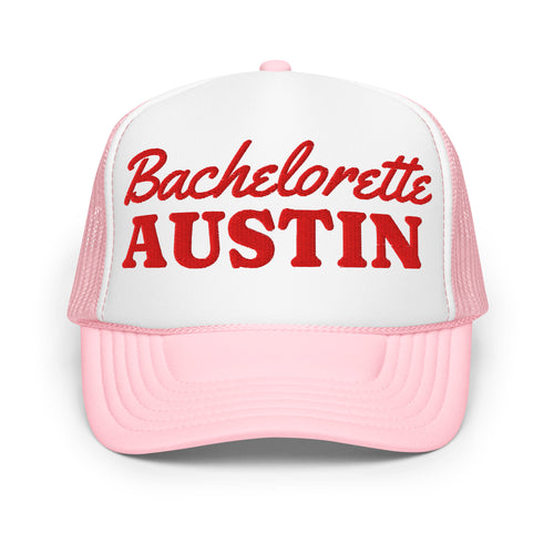 Austin Bachelorette Foam Trucker Hat in Light Pink