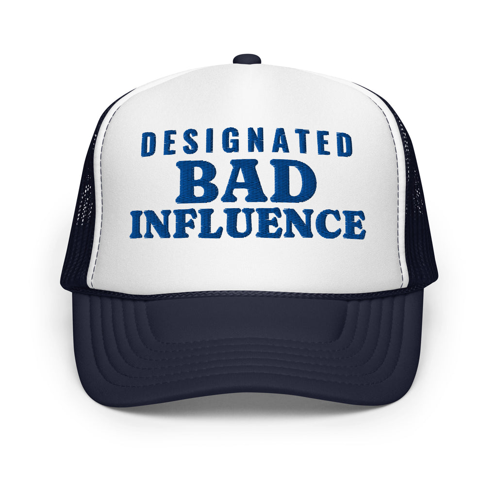 Designated Bad Influence Foam Trucker Hat in Navy