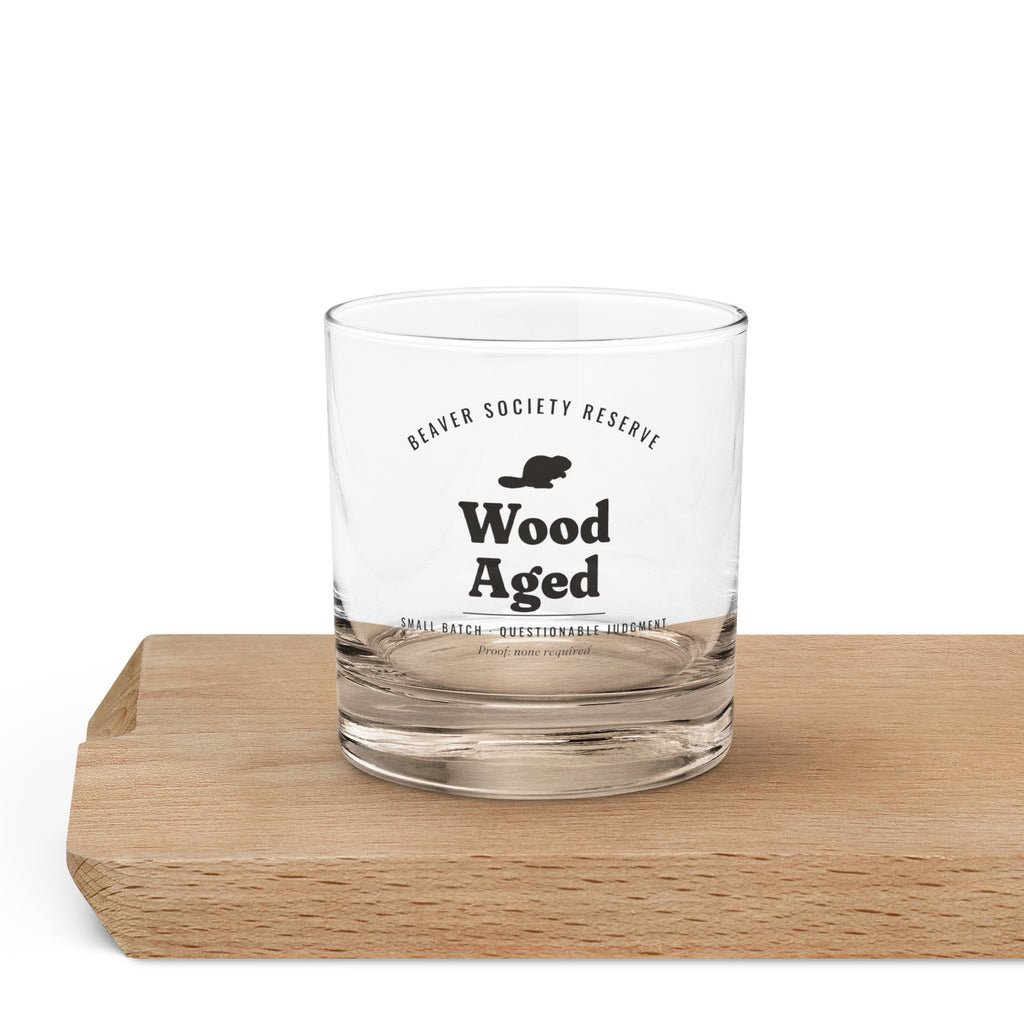 Wood Aged Rocks Glass, view 3