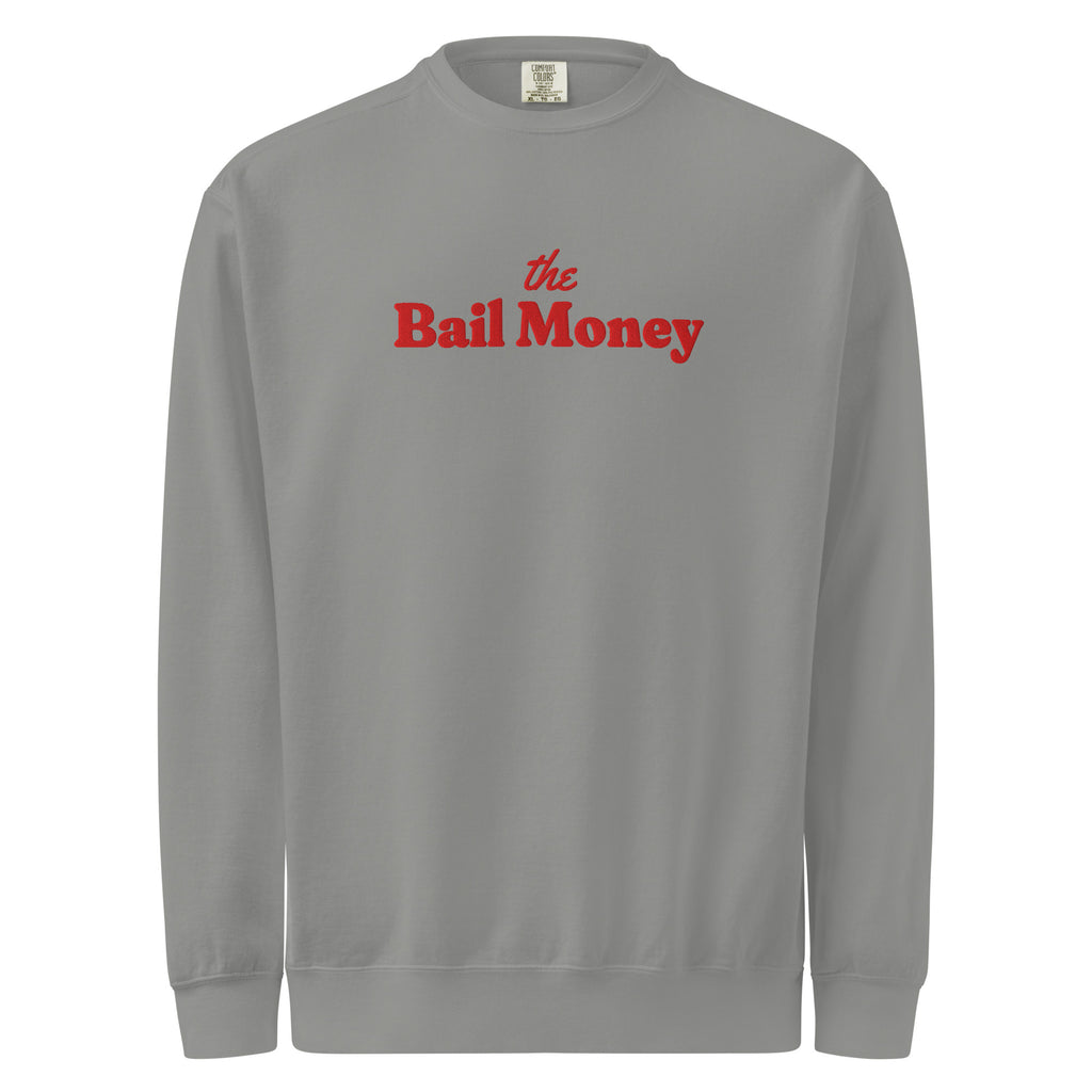 The Bail Money Embroidered Crewneck in Grey