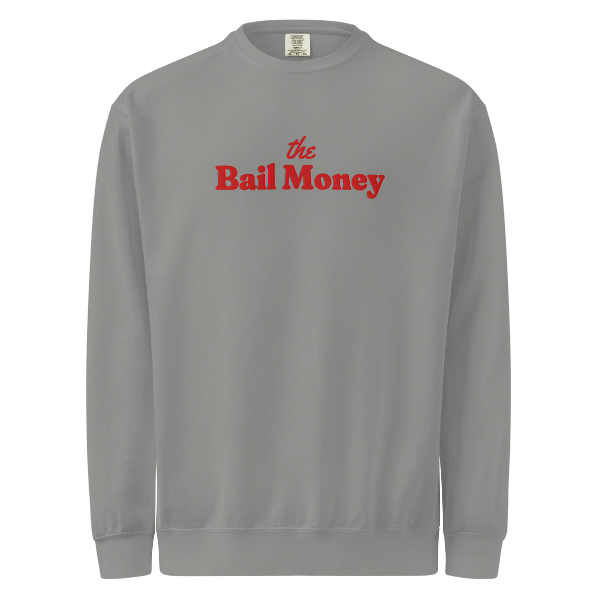 The Bail Money Embroidered Crewneck in Grey