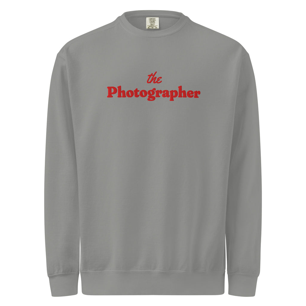 The Photographer Embroidered Crewneck in Grey