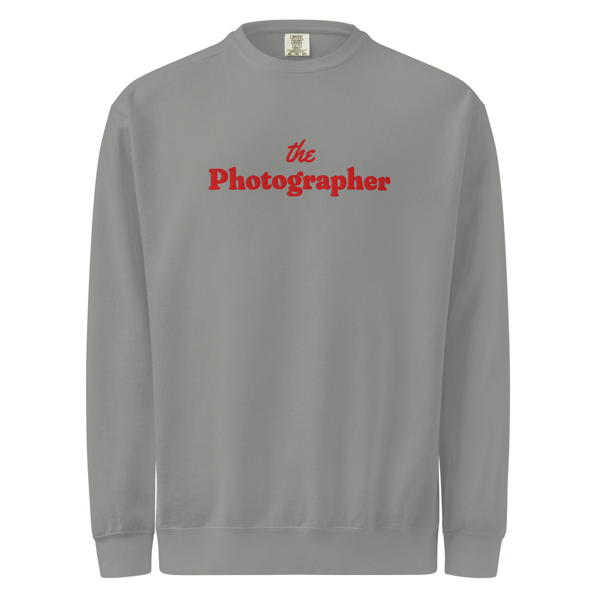 The Photographer Embroidered Crewneck in Grey