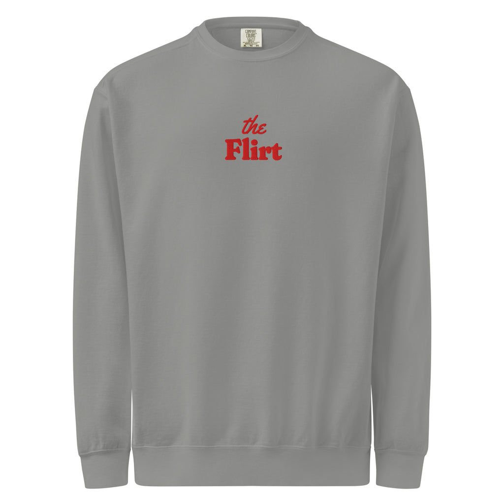 The Flirt Embroidered Crewneck in Grey