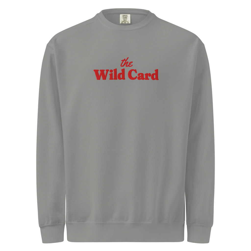 The Wild Card Embroidered Crewneck in Grey