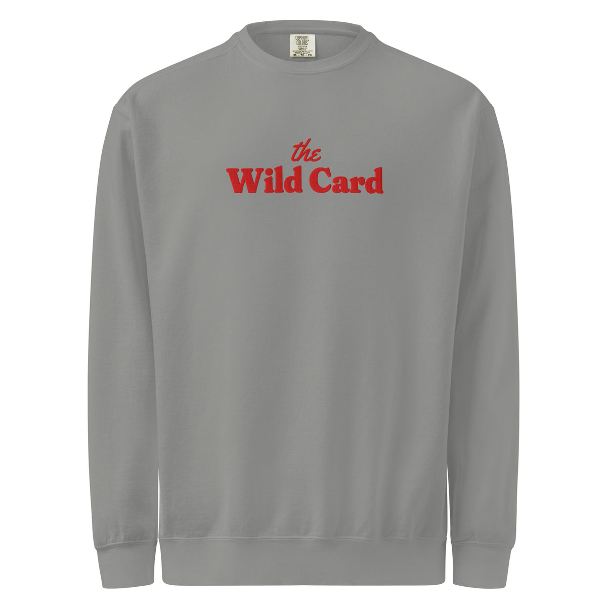 The Wild Card Embroidered Crewneck in Grey