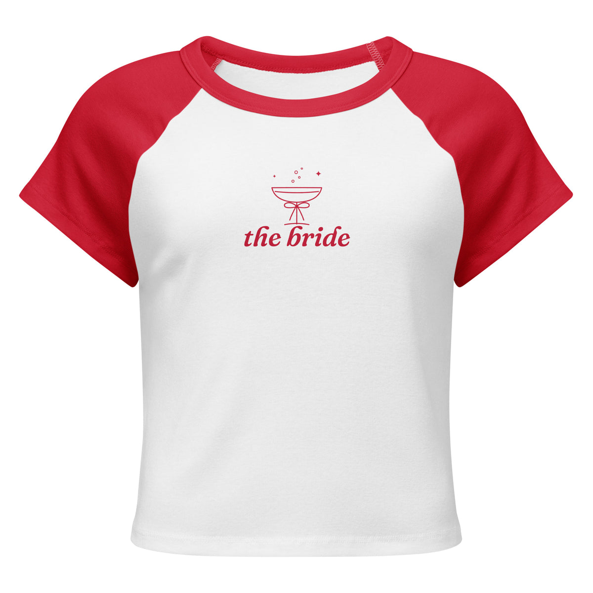 The Bride Ringer Baby Tee in White