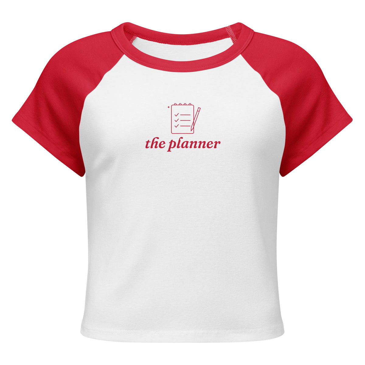 The Planner Ringer Baby Tee in White